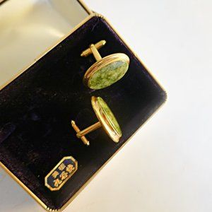 Green Jade Cufflinks Original Box - image 1